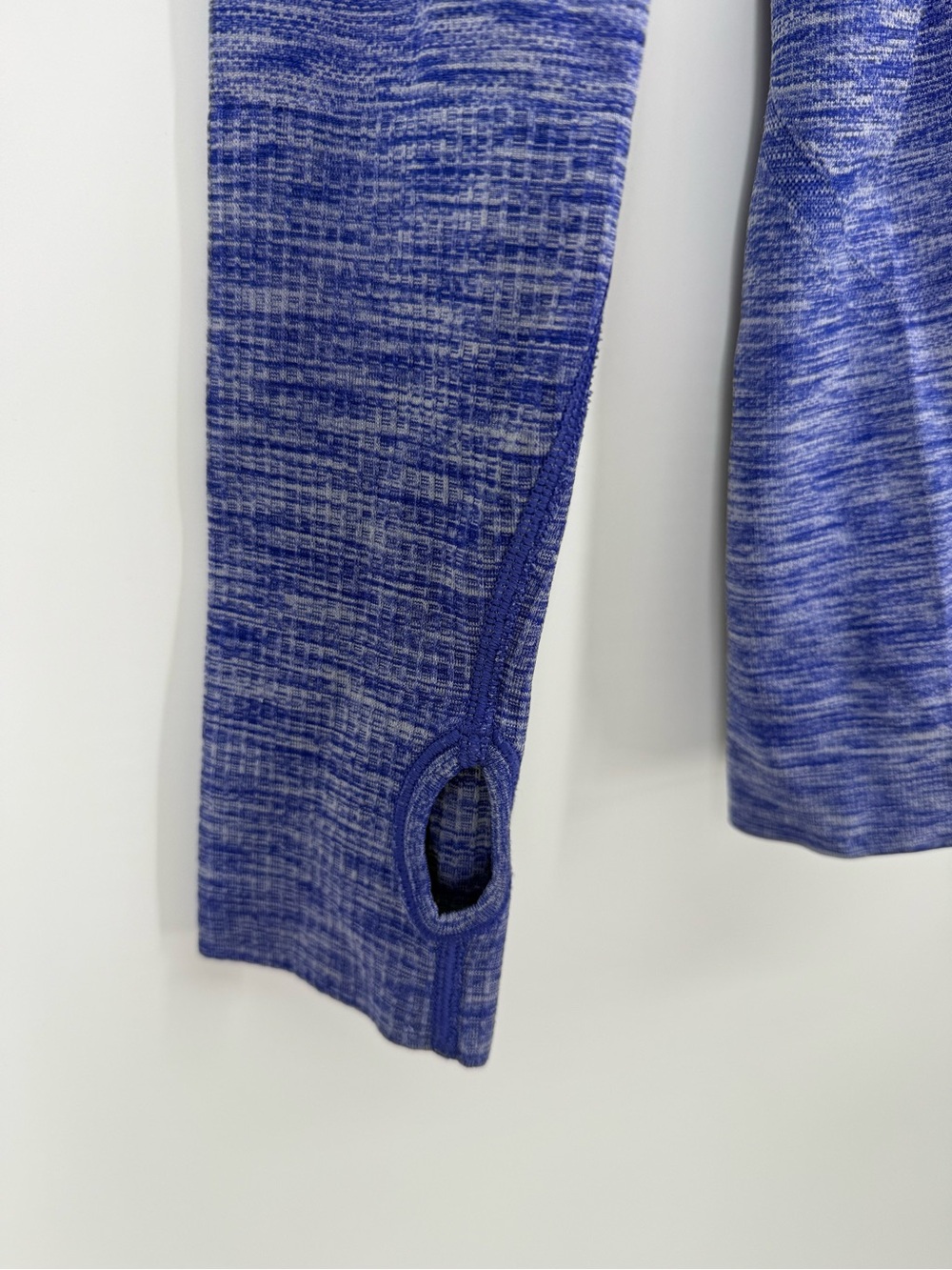 Lululemon Swiftly Tech LS Crew Size 4 Blue Space Dye Heathered Hip Length Top - Picture 3 of 7